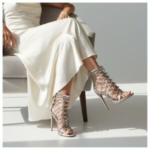 Steve Madden Ursula Metallic Silver Caged Heels